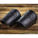 Leather Cuffs Bracers Dragon Scale design: a pair